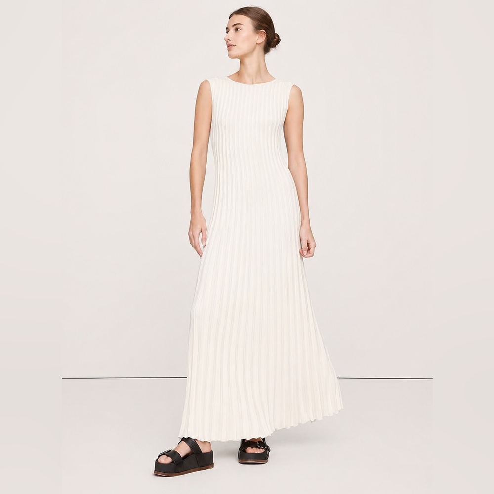 NWT! Banana Republic Iced Vanilla Ivory Sculpted Ribbed Backless Maxi Dress - XL